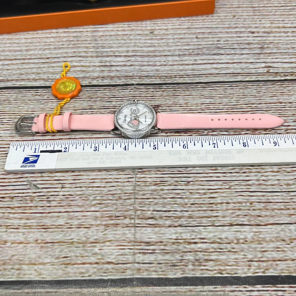 Stuhrling Original Ladies Pink Leather Watch Mother of Pearl Love Heart Dial NIB